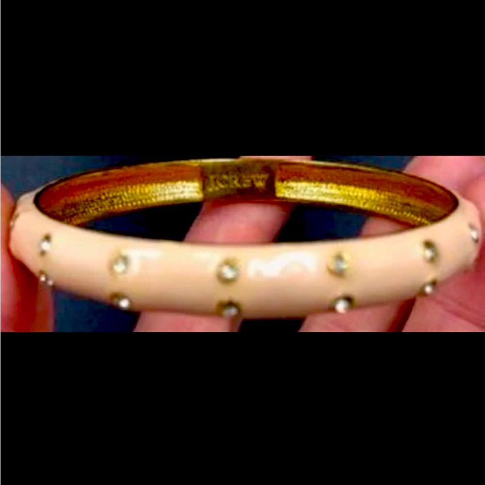 J. Crew Pale Pink & Gold Bangle with Crystal accents